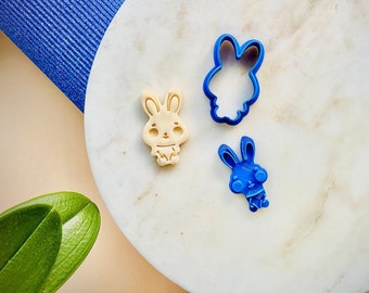 Cute Bunny Cookie Cutter, Rabbit Fondant Stamp, Biscuit Baking Tool, 3D Printed Easter Cookie Mold, Animal Cookie Baking Accessory
