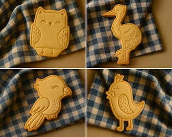 鳥のクッキーカッター＆スタンプセット | フクロウとひよこのデザイン | 3Dプリントベーキングツール | 春とイースターのベーキング、鳥好きの方へのDIY誕生日ギフト
