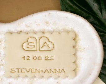 Custom Wedding Cookie Cutter, Personalized Wedding Initials & Date Cookie Biscuit Stamp Fondant Cake Decorating Icing Cupcakes Stencil Clay