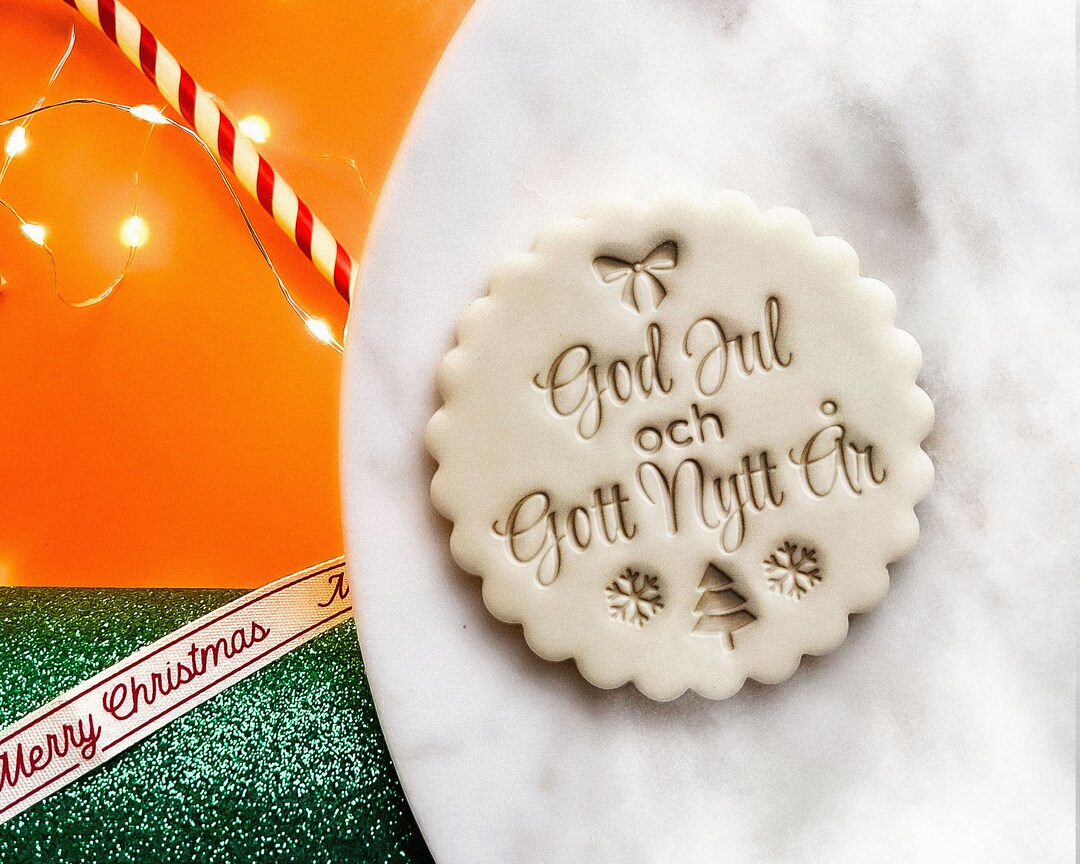 God Jul Och Gott Nytt år Kakform, Julgran Kakstämpel Jul Dekoration