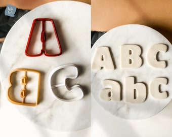 Alphabet Cookie Cutters and Fondant Cutters, Letters Biscuit cutter, Set of 26 A-Z Letters Uppercase and Lowercase Bold Clay Cutter Any size