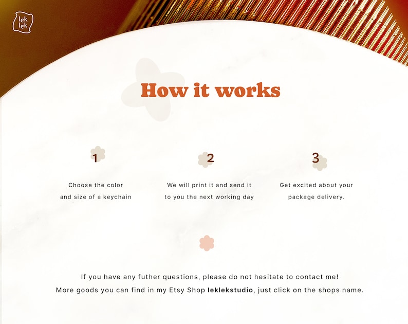 May include: How it works: Choose the color and size of a keychain, we will print it and send it to you the next working day, get excited about your package delivery. If you have any further questions, please do not hesitate to contact me! More goods you can find in my Etsy Shop leklekstudio, just click on the shops name.