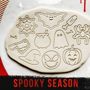 Halloween Cookie Cutter Set, Biscuit Cutter, Cookie Stamp, 3D printed Baking Supplies, Cake decoration, Dough, Clay, Fondant Cutter Set