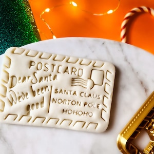 Cartoline di Natale, Timbro del biscotto di Natale "Caro Babbo Natale", Caro Babbo Natale, Cartoline divertenti e uniche, Siamo stati buoni, Dal Polo Nord a Babbo Natale