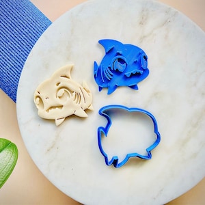 Baby Shark Cookie Cutter, Fondant Stamp, Ocean Theme Baking Tool – 3D Printed for Dough, Clay or Crafts
