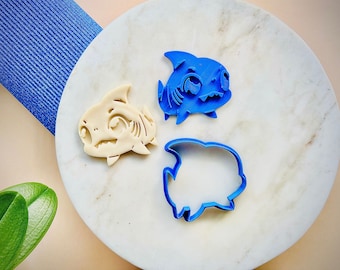 Baby Shark Cookie Cutter, Fondant Stamp, Ocean Theme Baking Tool – 3D Printed for Dough, Clay or Crafts