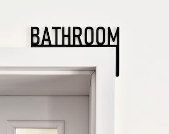 Bathroom door sign corner, Personalized Bathroom Door Plaque, Custom Home Sign,  Bathroom Door Arch, Restroom home decor, Airbnb Sign