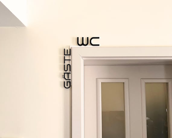 Gäste WC Schild | Modernes Toilettenschild, Türschild WC Individuelle Schriftzug Badezimmer Tür | 3D-Druck, Dekoration fürs Gäste WC