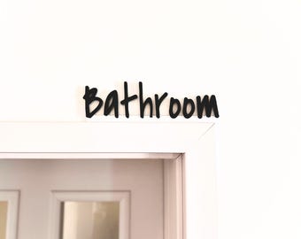 Adorno para puerta de baño negro, decoración moderna para baño, adorno para puerta personalizado, letrero personalizado para sobre la puerta, decoración moderna para baño