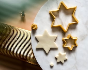 Star Cookie Cutters Stars Polymer Clay, 5, 6, 8 Point Star Fondant Cutter, Outline Clay Cutter, 3D Printed Star Shape Cookie emboss, Baking