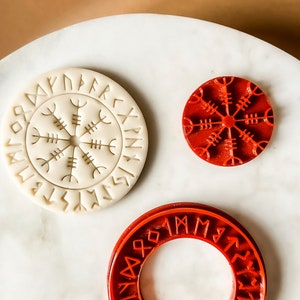 Helm of awe Cookie Cutter Pagan Symbol With Runes, Aegishjalmur, Viking Protection, Cake toppers clay, Viking Protection, Norse Galdrastafir