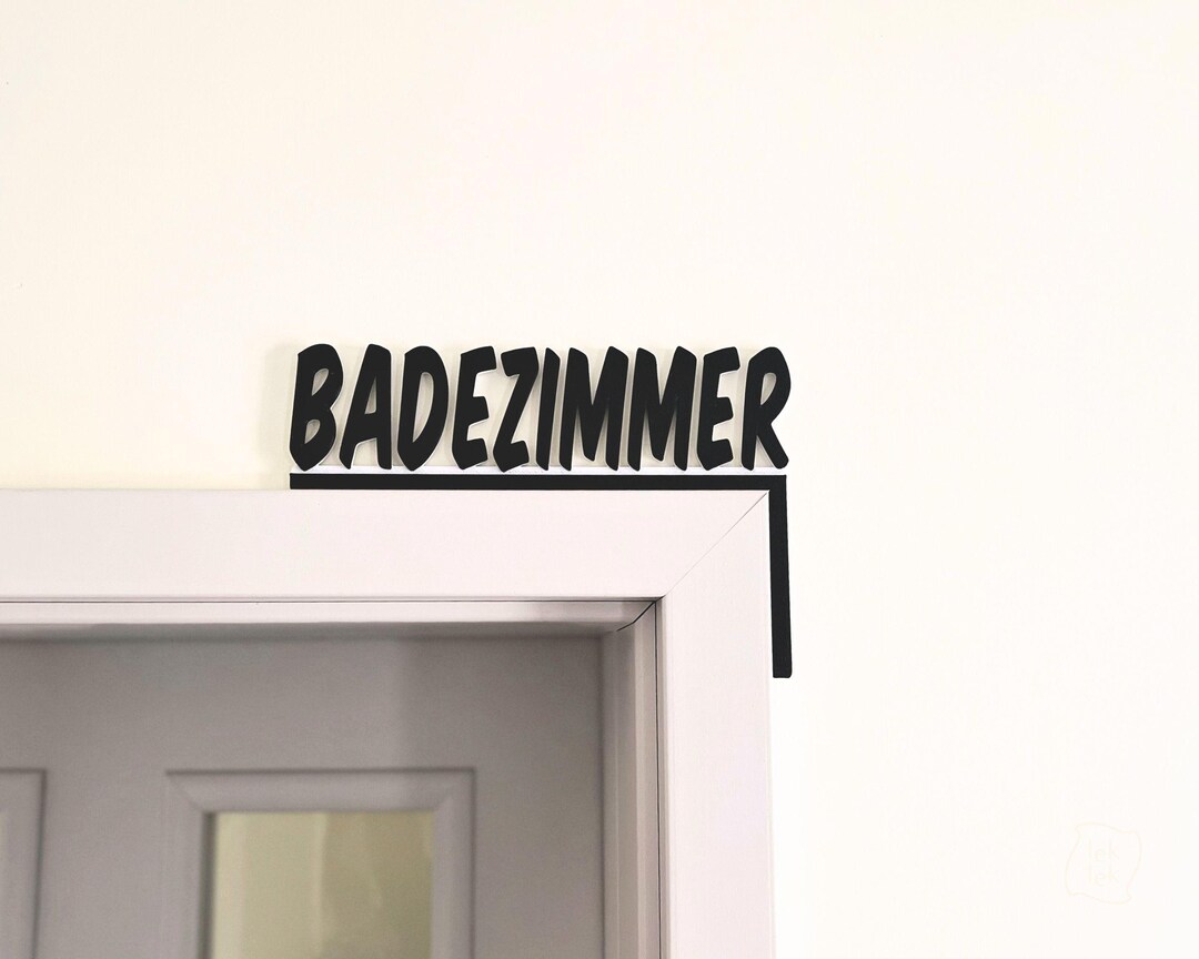Plaque Autocollante "BADEZIMMER" Pour Porte - Gravure Laser Argentée, Plastique, 5x? Cm, Allemagne