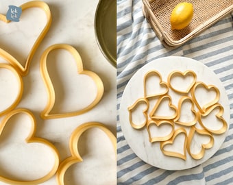 Heart Cookie Cutter Valentine's Day, Pottery craft stamp, Heart caramic cutter, Heart Polymer Clay Cutters, Set of 10 Asymmetric Heart