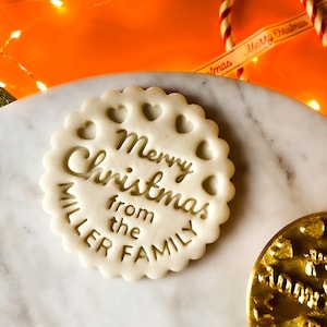 Christmas Cookie Cutter, Custom Family Name Stamp, Personalized Cookie Stamp, Holiday Baking Cookie Press, from the family