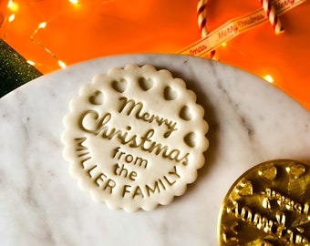 Cortador de galletas navideño, sello familiar personalizado, sello de galletas personalizado, prensa para galletas navideñas, de la familia