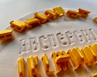 Gothic Letter Polymer Clay Alphabet for Pottery, Ceramics Stamp or Cookie, Soap Font Stamps for Craft, Uppercase Old English Sans Serif