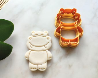 Hippo Cookie Cutter, Cute Safari Animal Mold Baby Shower, Jungle Party, Kids Baking Fun, Baby Hippopotamus, Fondant Tool, Zoo Theme Decor