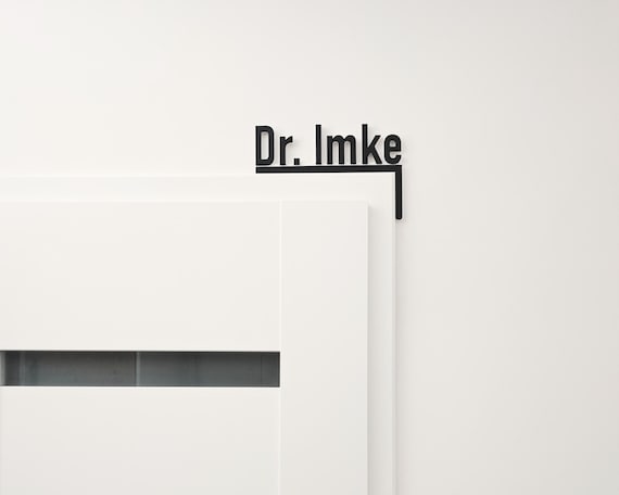 Personalisierte Türschild mit Name & Titel Dr. Prof. Praxis Schild, Büro Türdeko, Minimalistische Wanddeko für Arzt, Psychologe, Doktor