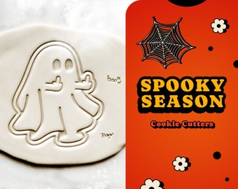 Ghost middle finger cookie cutter, Funny middle finger ghost stamp cutter for Halloween party, Adult Halloween Stamp Cutter, Biscuit, Dough