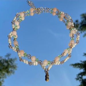 Pink and Green Peanut Necklace
