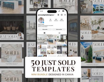 Makelaar heeft zojuist Instagram-sjablonen verkocht | Bundel neutraal grijs canvas (digitale download)