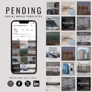 Pending Real Estate Social Media Posts | Instagram Marketing Templates | Canva Templates | Pending Instagram Posts | Medium Neutral