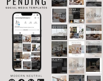 Publicaciones pendientes en redes sociales inmobiliarias / Plantillas de marketing de Instagram / Plantillas Canva / Publicaciones pendientes en Instagram / Medio Neutral