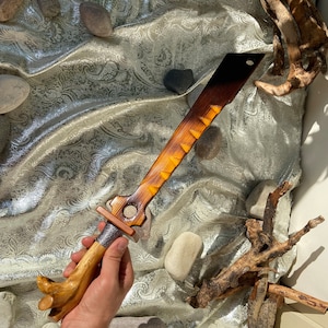 Fantasy Wooden Sword with Unique Handmade Handle for Cosplay or Decoration, Collectables