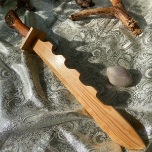 Unique Wooden Sword with Handcrafted Natural Handle, Perfect Gift for Cosplay or Decoration or Souvenir