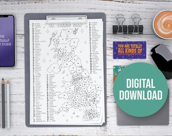 UK Postcode Sales Map DIGITAL DOWNLOAD, Small Business Tracker, Sales Tracker, Colour In Uk Map, Postcode Map, Uk Sales Tracker