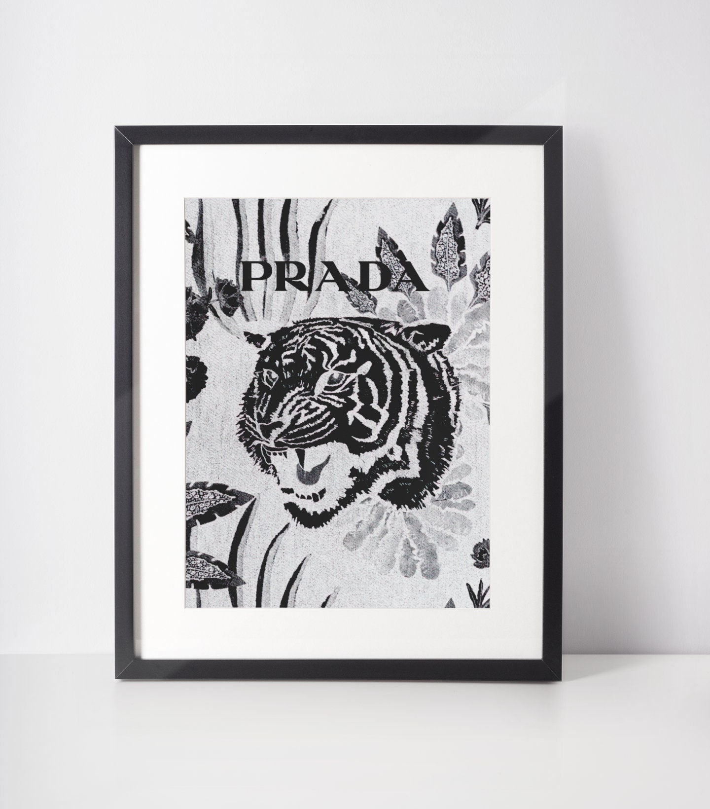 Black and White Tiger Poster Prada Wall Art Designer Fashion - Etsy
