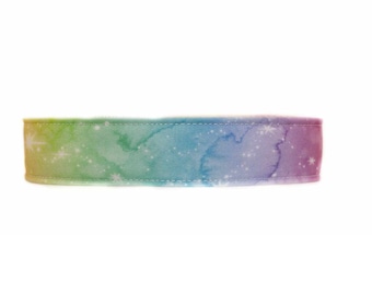 Rainbow Watercolor Galaxy Dog Collar