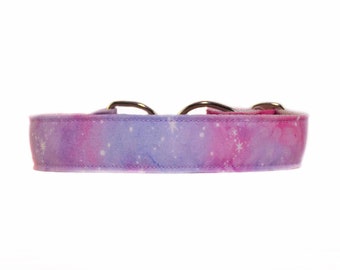Cotton Candy Watercolor Galaxy Dog Collar