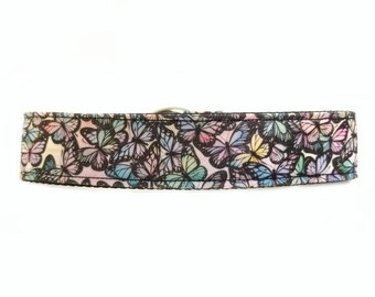 Pastel Rainbow Butterflies Dog Collar
