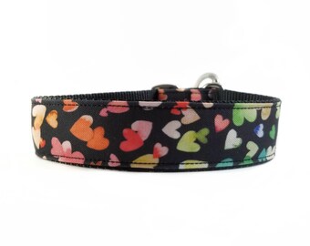Rainbow Hearts Dog Collar