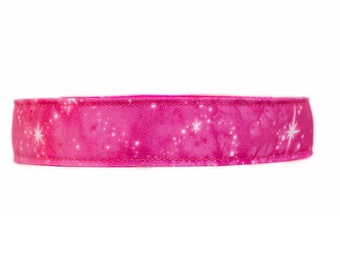 Pink Watercolor Galaxy Dog Collar