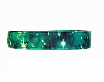 Green Watercolor Galaxy Dog Collar