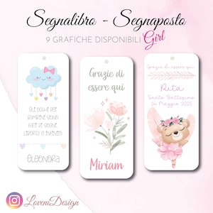 Segnalibro di ringraziamento, segnatavolo, segnaposto, nascita, battesimo, festa bimba e bimbo, personalizzabile