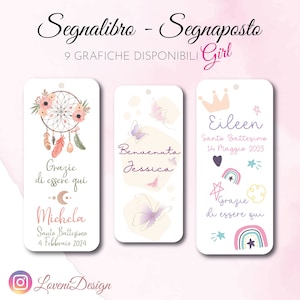 Segnalibro di ringraziamento, segnatavolo, segnaposto, nascita, battesimo, festa bimba e bimbo, personalizzabile