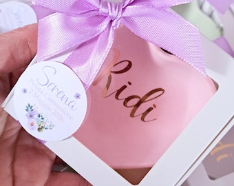 Wedding favors, baptism and birth favors, communion, personalized phrase heart-shaped vase in natural resin, personalized heart