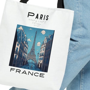 Eiffel Tower Tote Bag, Travel tote bag, Gift idea for travel lover, Paris tote bag design for French lovers