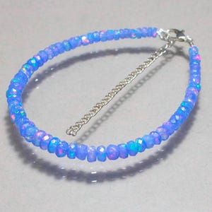 Natural Fire Ethiopian Opal Faceted Lavender Beaded Bracelet, Opal Bracelet (Length 7 inches) AAA Ethiopian Opal Bracelet 4-5mm