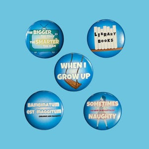 Matilda The Musical Inspired Button Badge Set.