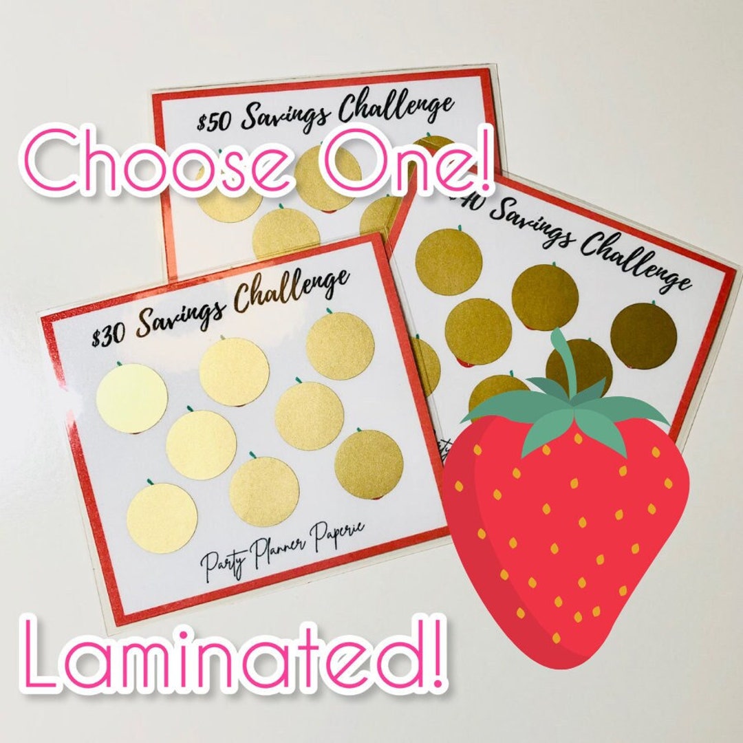 MINI Savings Challenge Scratcher Strawberry Mini Scratcher 30 40 50