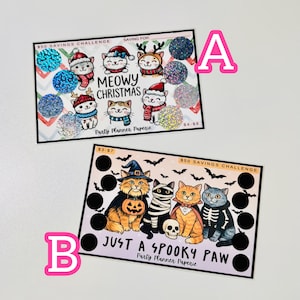 LAMINATED A5 Cats Halloween and Christmas Savings Challenge - with Scratch Off Stickers - low to medium dollar denomination