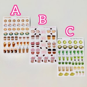 5x7 inch STICKER SHEET - Coffee - Matte Vinyl sticker sheet for planning, crafting, journaling, etc.