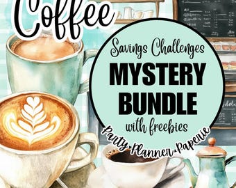 Mystery Bundle COFFEE 4x6 Savings Challenges Bundle with Freebies - scratch off stickers