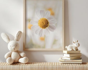 Impresión macro minimalista de margaritas – Fotografía botánica de naturaleza (descarga digital)