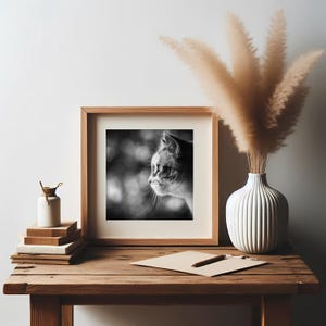 Intriguing Cat in Black and White – Captivating Feline Photography, Curious Expression