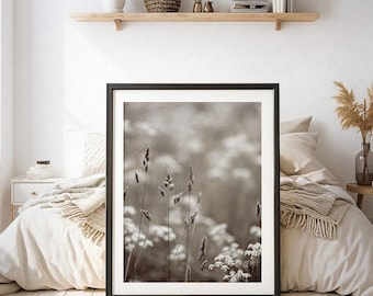 Impresión de hierba neutra de pradera – Fotografía minimalista de naturaleza (Descarga digital)